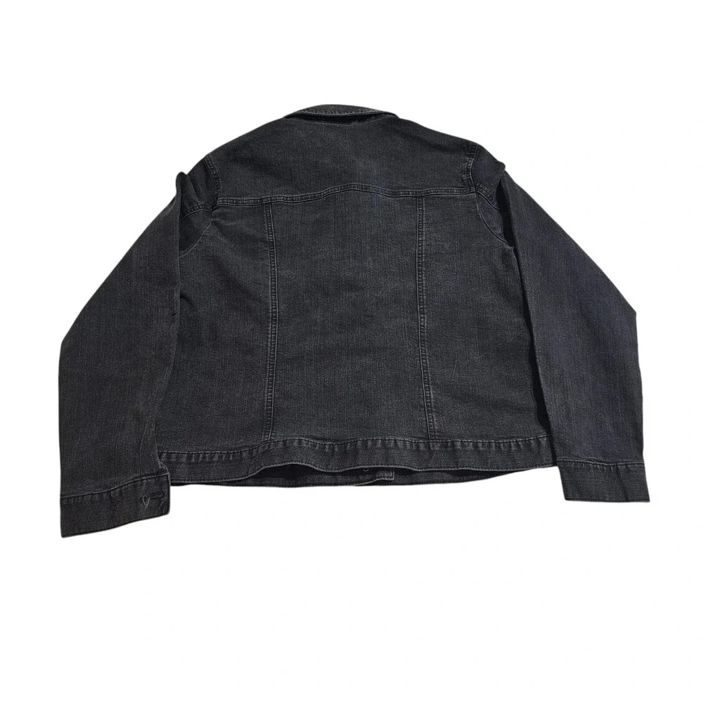 Jaclyn Smith Collection Denim Jacket Button Front‎ Black Jean Jacket XL